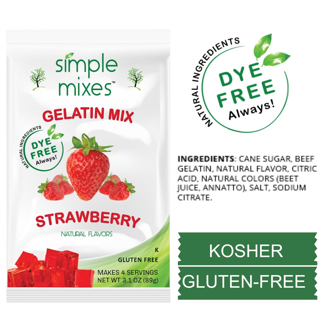 Simple Mixes Natural Gelatin Dessert, Lime, Kosher, 6 Pack of 3.1 oz each