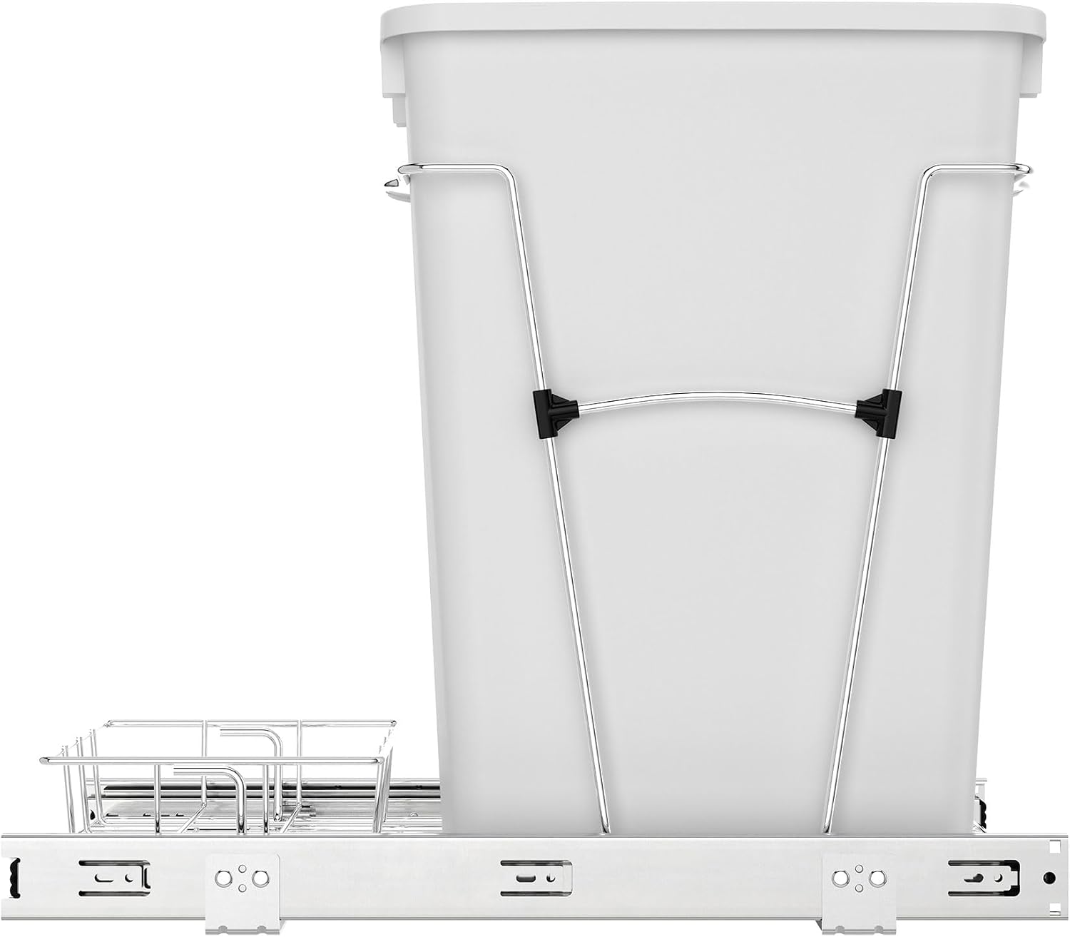 Rev-A-Shelf Pullout Trash Can for Kitchen Cabinets, Black Waste Bin, 35 Qt | Large Capacity Garbage/ Recycling Waste Container, Heavy Gauge Metal Wire Construction w/Full Extension Slides, RV-12KD-18C S