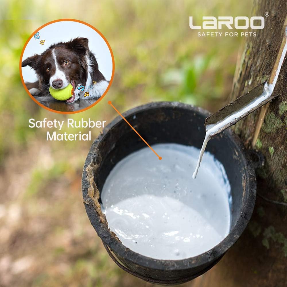 LaRoo Squeaky Dog Ball Toy,Durable Natural Rubber Squeaker Ball Throwing Training,Teeth Cleaning Chew Toy for Pet Medium and Large Dogs (3.5In Green)