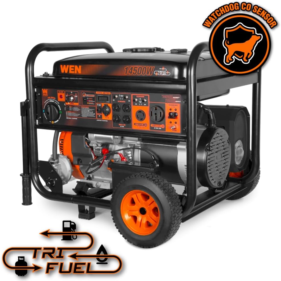 WEN 11,000-Watt 120V/240V Dual Fuel Portable Generator with Wheel Kit and Electric Start (DF1100T)