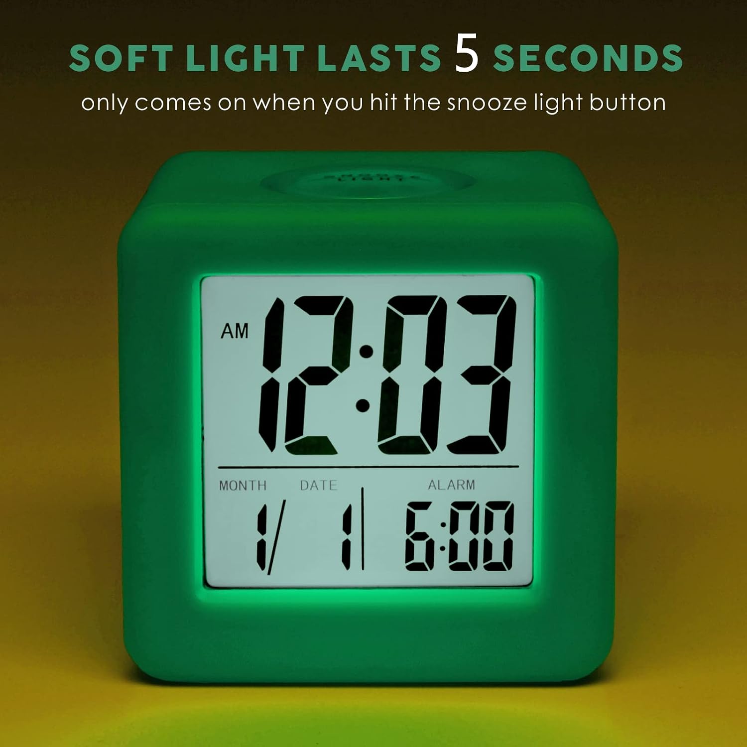 Plumeet Digital Alarm Clock Kids Clock with Snooze and White Nightlight - Easy Setting Travel Alarm Clocks Display Time, Date