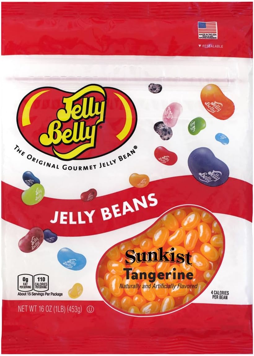 Jelly Belly Sunkist Tangerine Jelly Beans - 1 Pound (16 Ounces) Resealable Bag - Genuine, Official, Straight from the Source