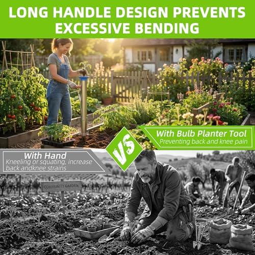 Long Handled Bulb Planter Tools and Vegetable Seedling Tool Manual Plant Transplanter Bulb Planter