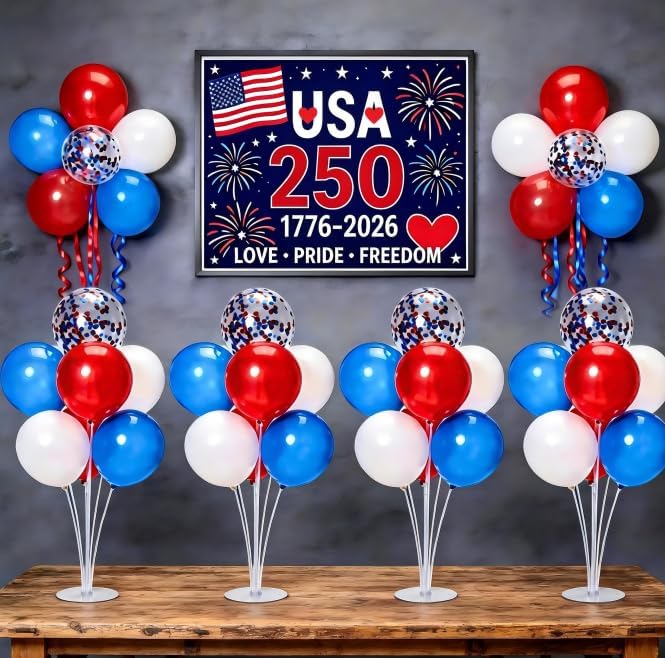 JOYYPOP 80 PCS Red White Blue Balloons 12 in with Confetti for 4th of July