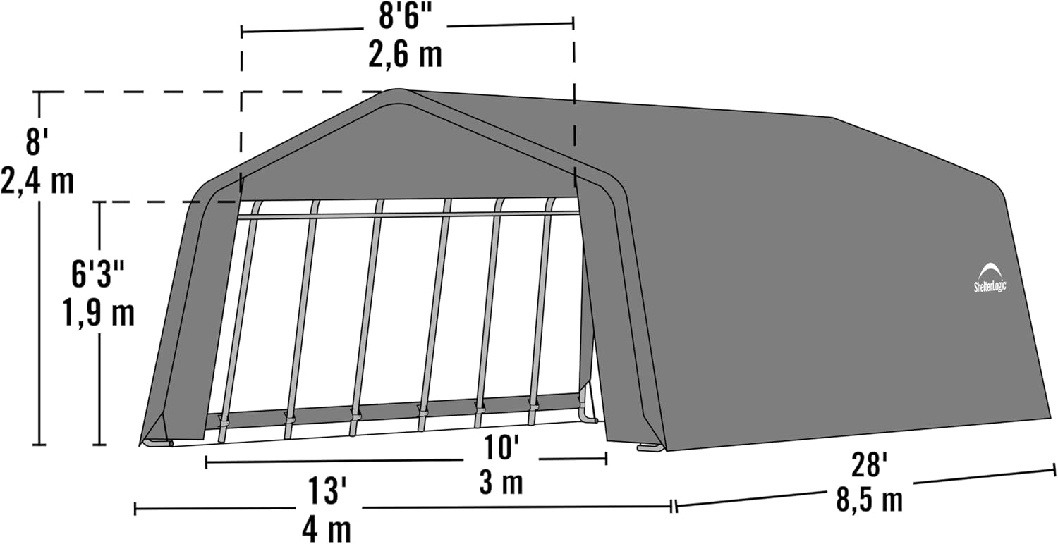 ShelterLogic 72444 Green 12'x24'x8' Peak Style Shelter