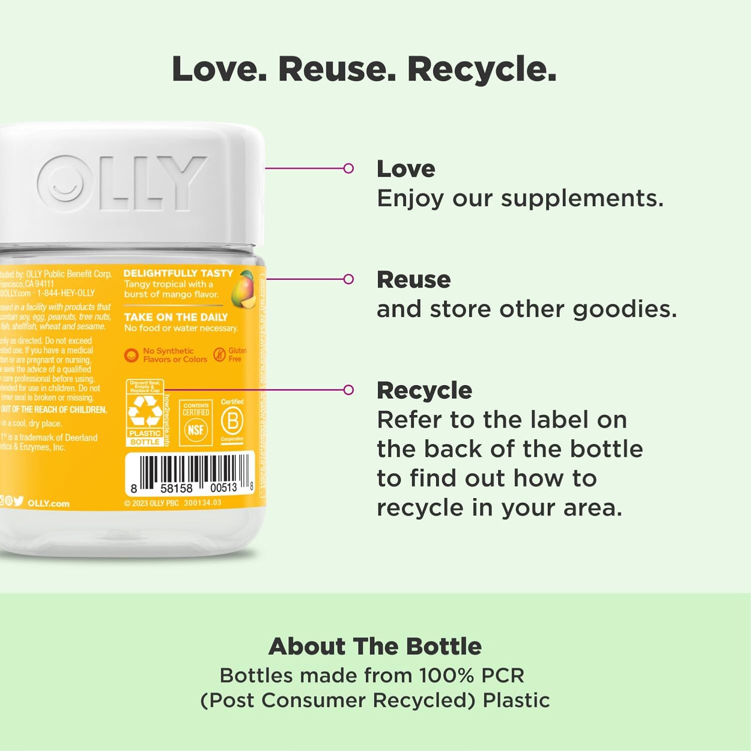 OLLY Probiotic Gummy, Immune System & Digestive Support*, Mango - 50 Count