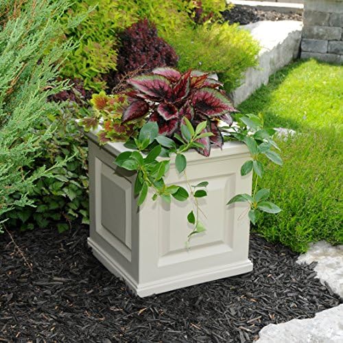 Mayne Nantucket 16in Self-Watering Square Planter, Black | Self-watering, All season, Fade resistant, Double-wall design, 15-year warranty