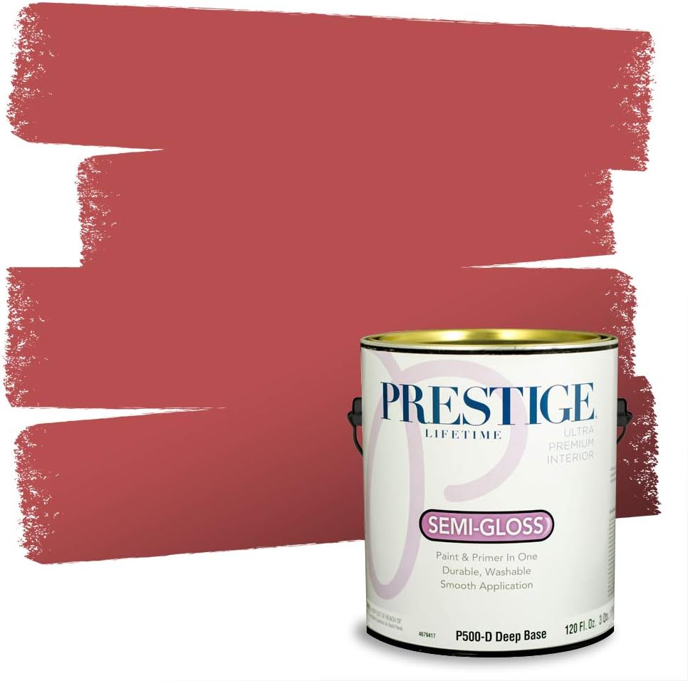 PRESTIGE Paints Exterior Paint and Primer In One, 1-Gallon, Satin, Comparable Match of Sherwin Williams* Grenadine*
