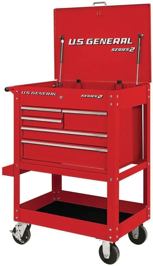 30 Inch 5 Drawer 704 Lb. Capacity Glossy Red Tool Cart