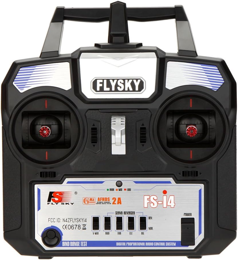 Flysky FS-i4 AFHDS 2A 2.4GHz 4CH Radio System Transmitter for RC Helicopter Glider with FS-A6 Receiver