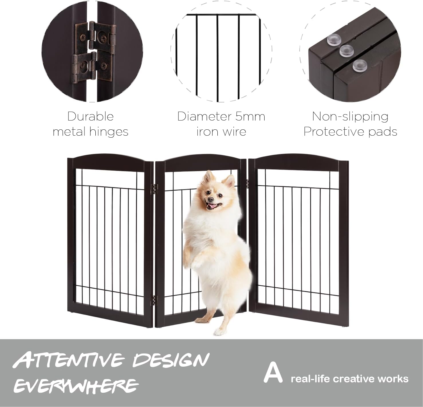 PAWLAND Extra Wide Foldable Dog gate for Doorway, Indoor, 72“ Wide, 30" H