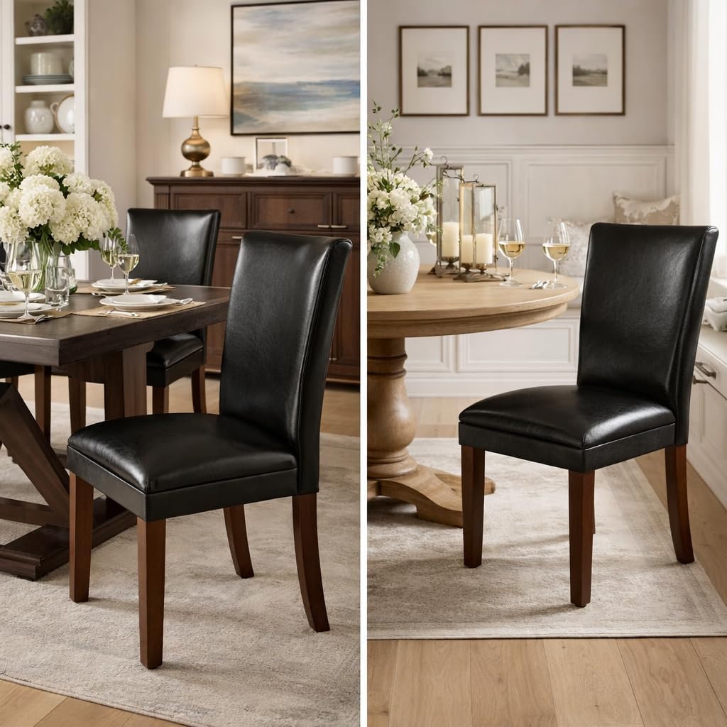 Homepop Home Decor | Classic Upholstered Parsons Dining Chairs | Set of 2 Accent Dining Chairs with Nailhead Trim, Natural Linen