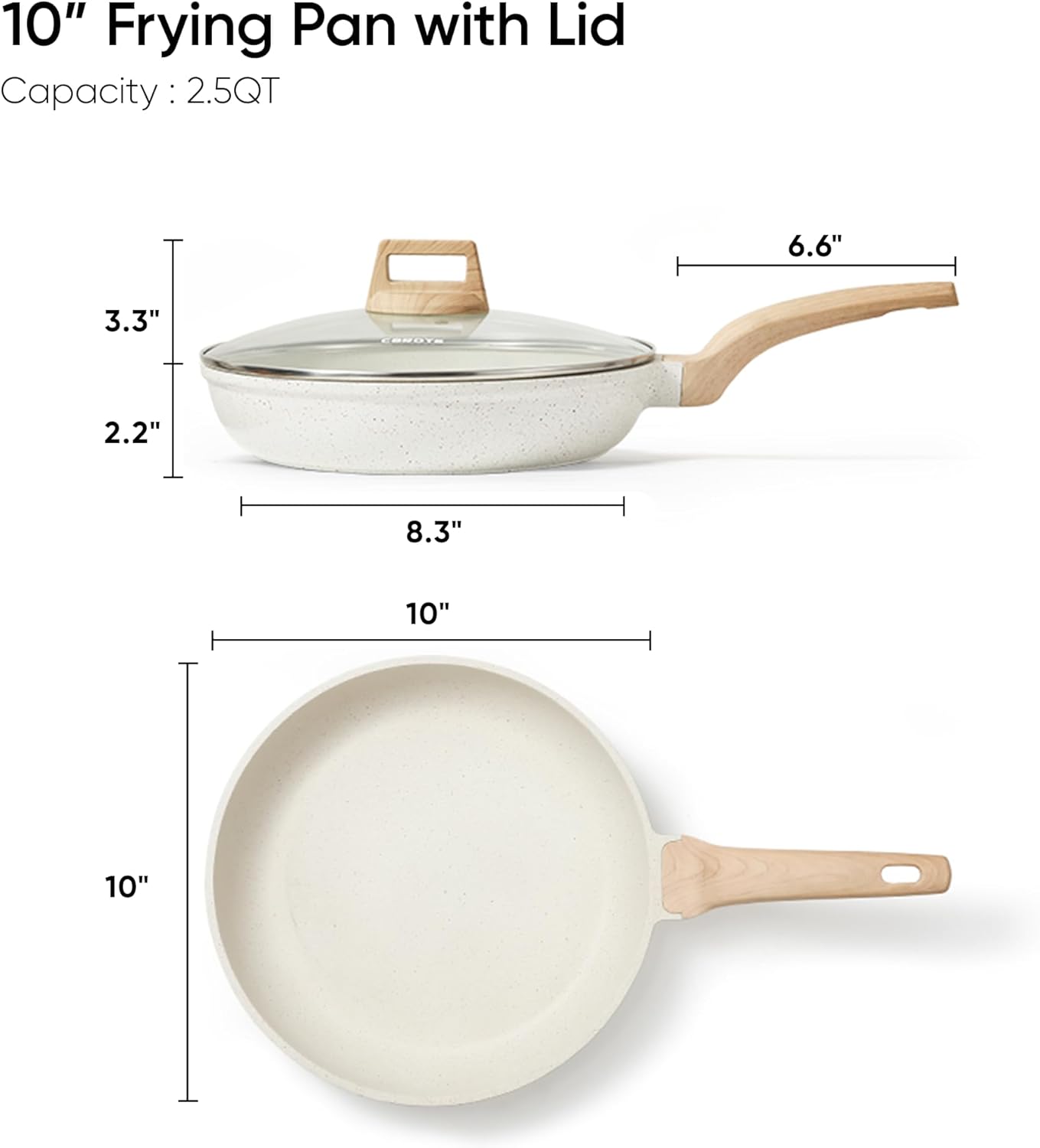 CAROTE Non Stick Frying Pan, 12 Inch Classic Granite Skillet with Glass Lid