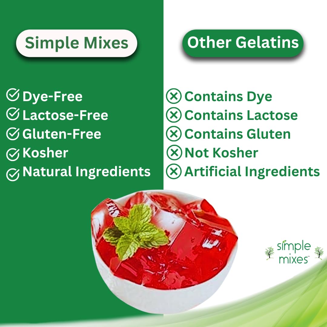 Simple Mixes Natural Gelatin Dessert, Lime, Kosher, 6 Pack of 3.1 oz each
