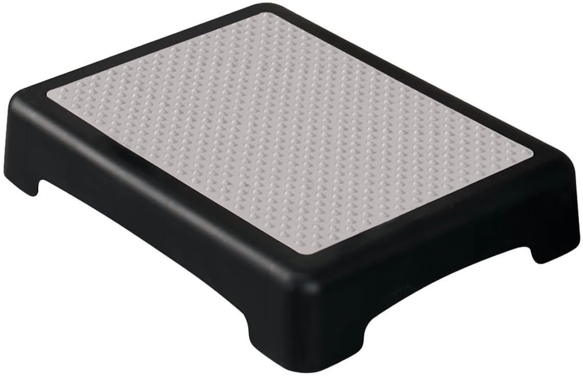 Non-Slip Indoor/Outdoor 4 Inch Height Mobility Platform Step, Grooved | Surface For Added Traction, Drainage Holes - Supports Up To 400 Pounds