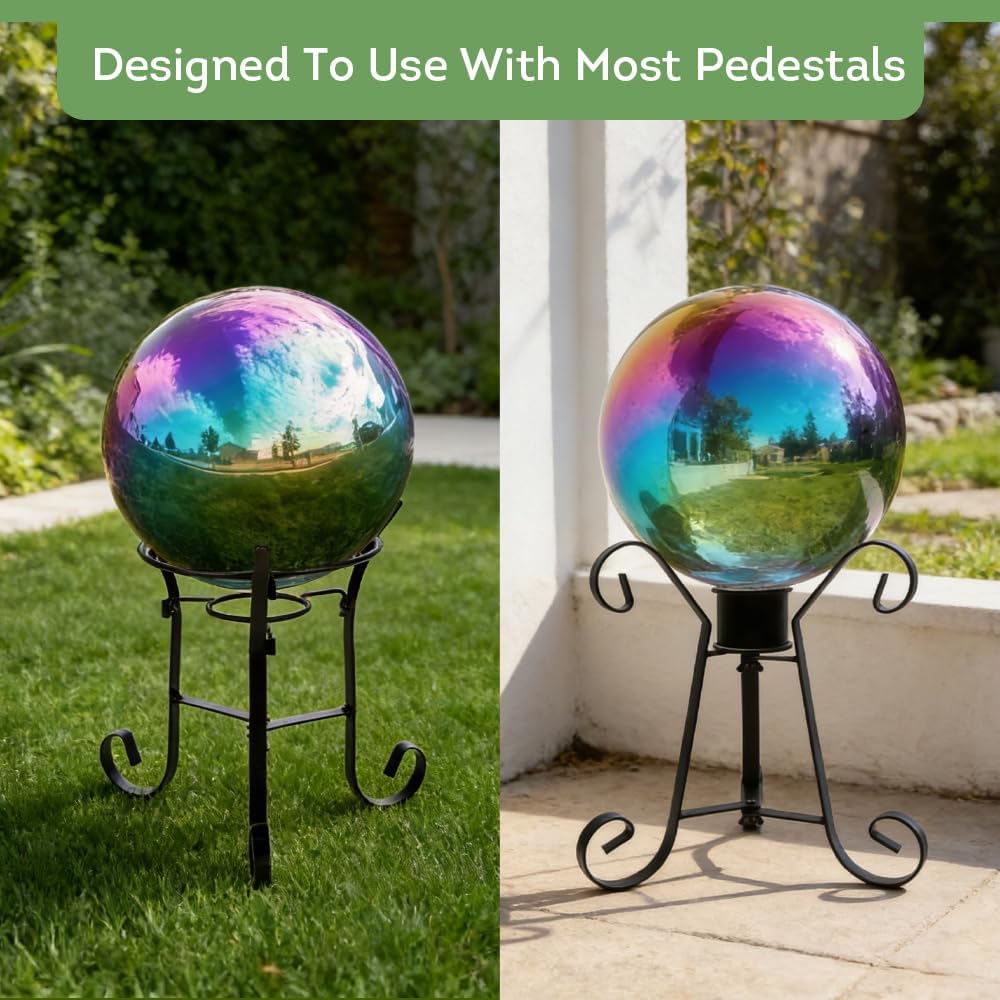 Lily's Home 12 Inch Stainless Steel Gazing Globe Mirror Ball, Colorful and Shiny Addition to Any Garden or Home, Ideal As a Housewarming Gift, Silver