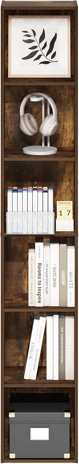 Furinno PASIR Book Shelf, 5-Tier Modern Bookshelf, Open Shelves Bookcase, 9 x 12 x 52, for Living Room, Bedroom, Home Office, Plain White