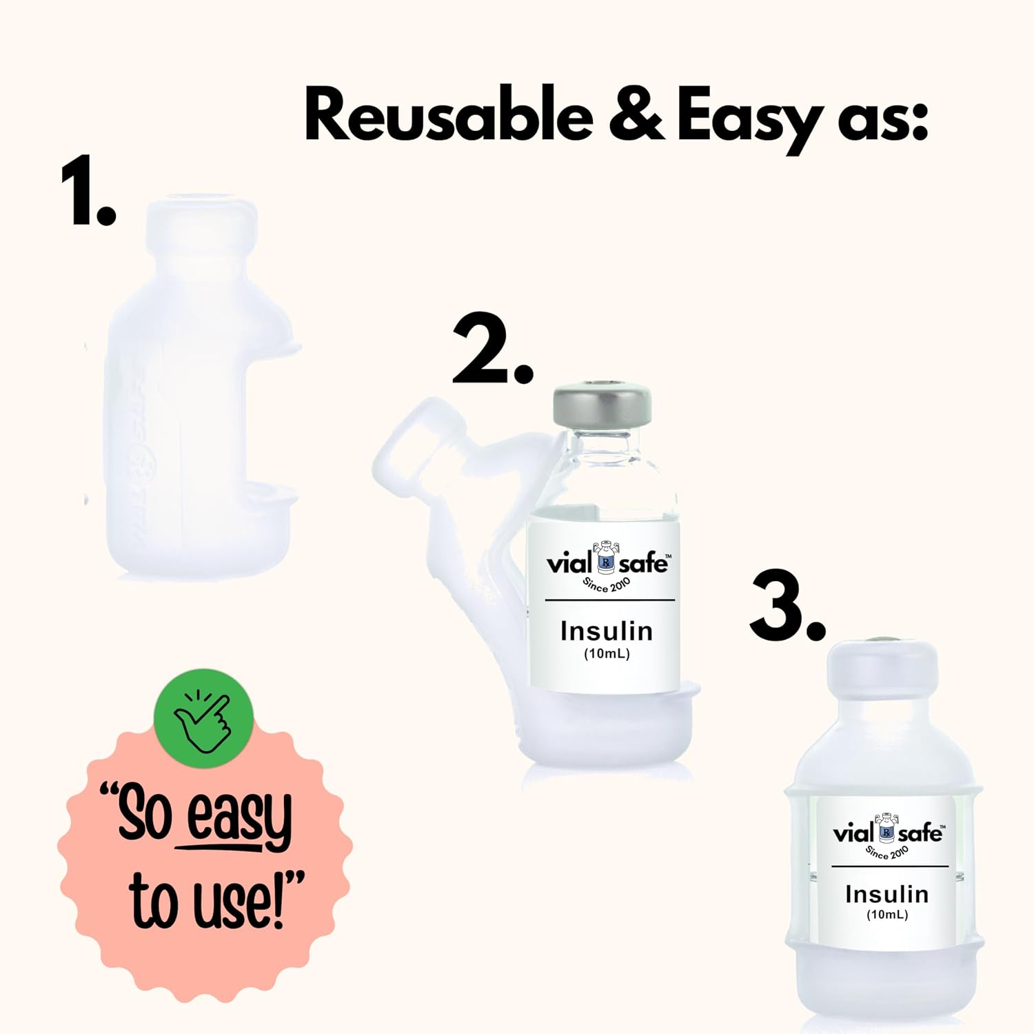Vial Safe Silicone Insulin Vial Protector Case Cover 2-Pack Clear