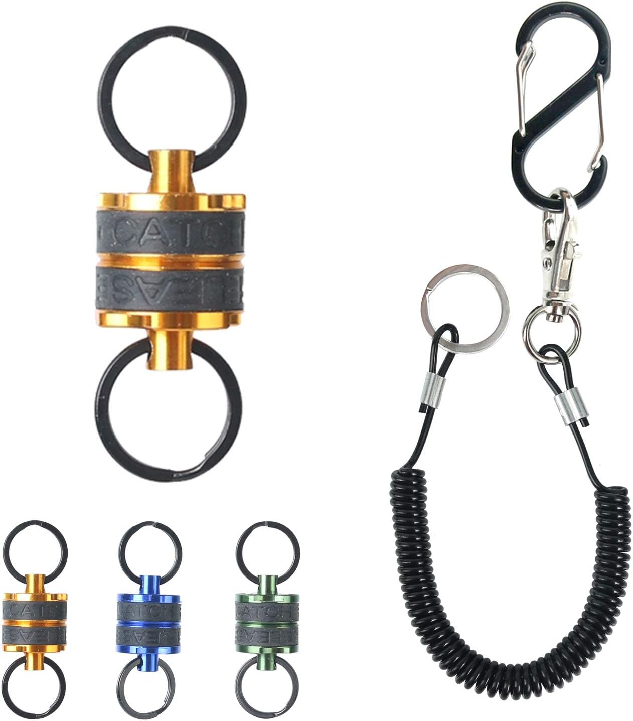M MAXIMUMCATCH Maxcatch Magnetic Fly Fishing Net Release Holder Retractor with Carabiner Clip and Lanyard