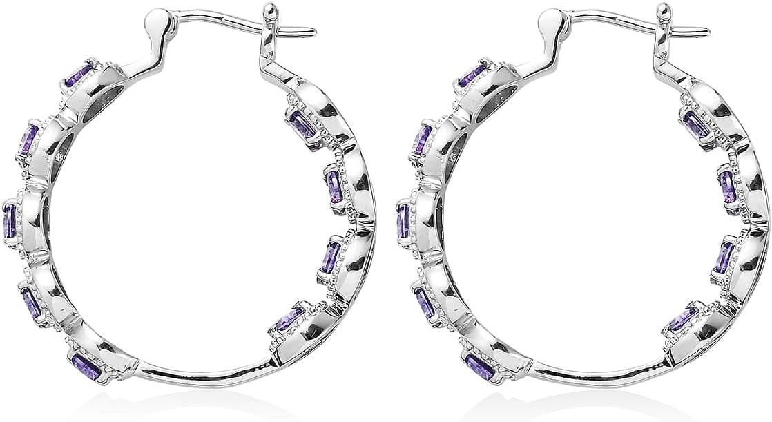 Purple Cubic ZirconiaEarrings in Stainless Steel