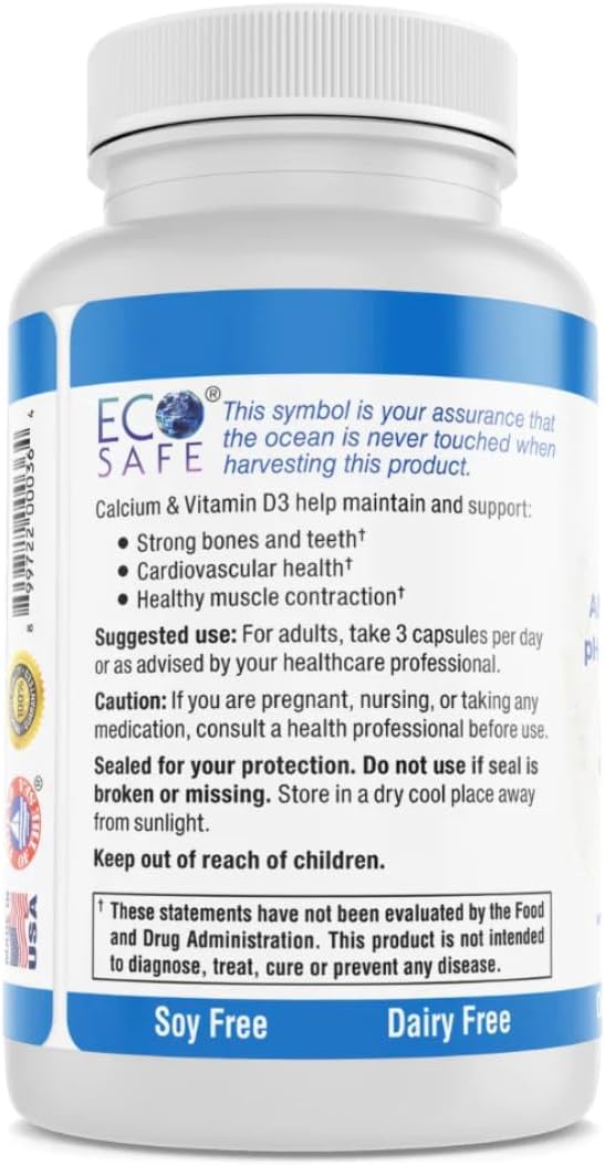 Coral Complex 3 Calcium Supplement Vitamin D3 & Magnesium – 900 mg Bioavailable Coral Calcium for Bone Strength, Joint Support & pH Balance – Trace Minerals, Non-GMO, 300 Veg Capsules