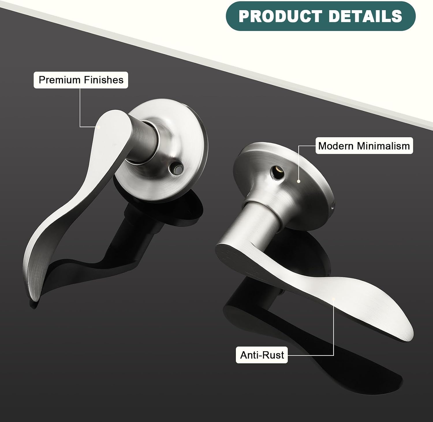 GOBEKOR 1 Pack Privacy Door Levers Brushed Nickel Lever Door Handles Interior for Bedroom and Bathroom Door Locks Wave Door Handles