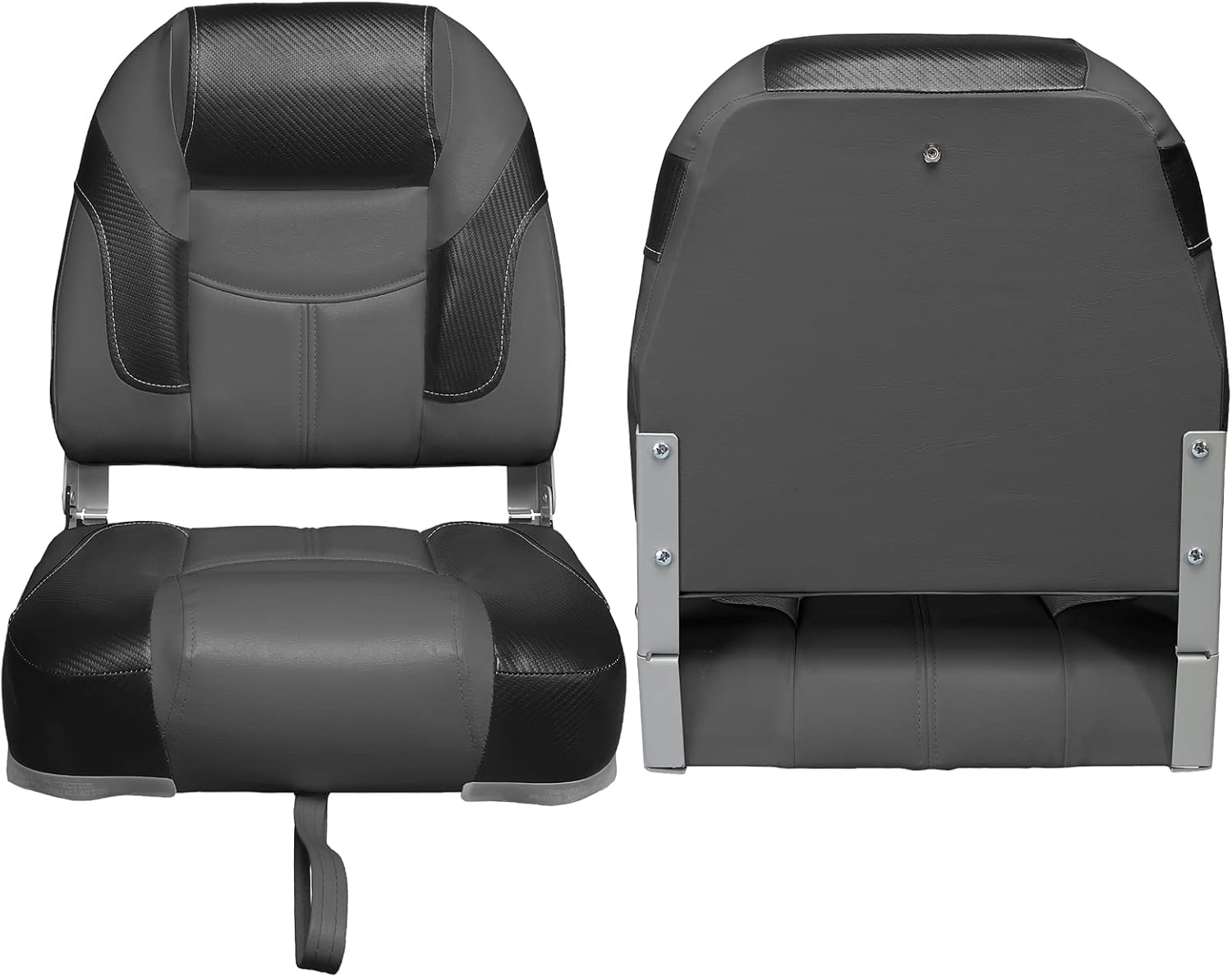 Leader Accessories Low/High Back Folding Fishing Marine Boat Seat 2 Pack