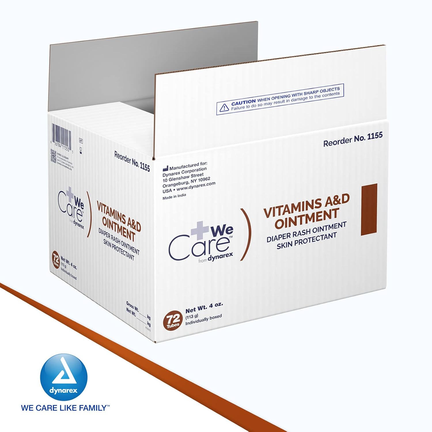 Dynarex Vitamins A & D Ointment, Ointment with Vitamin A and Vitamin D Skin Protectant, for Diaper Rash and Discomfort, White