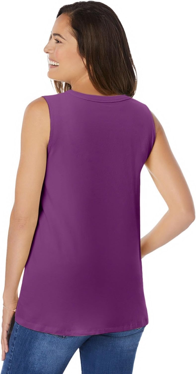 Woman Within Perfect Sleeveless Shirred V-Neck Tunic