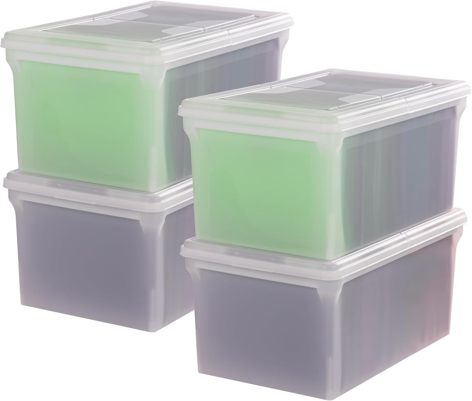 IRIS USA 5-Pack 44 Qt. Letter File Box with Hinged Lid, Clear | Protect important documents, letter and legal files with secure storage for home offices, moving, and long-term organization