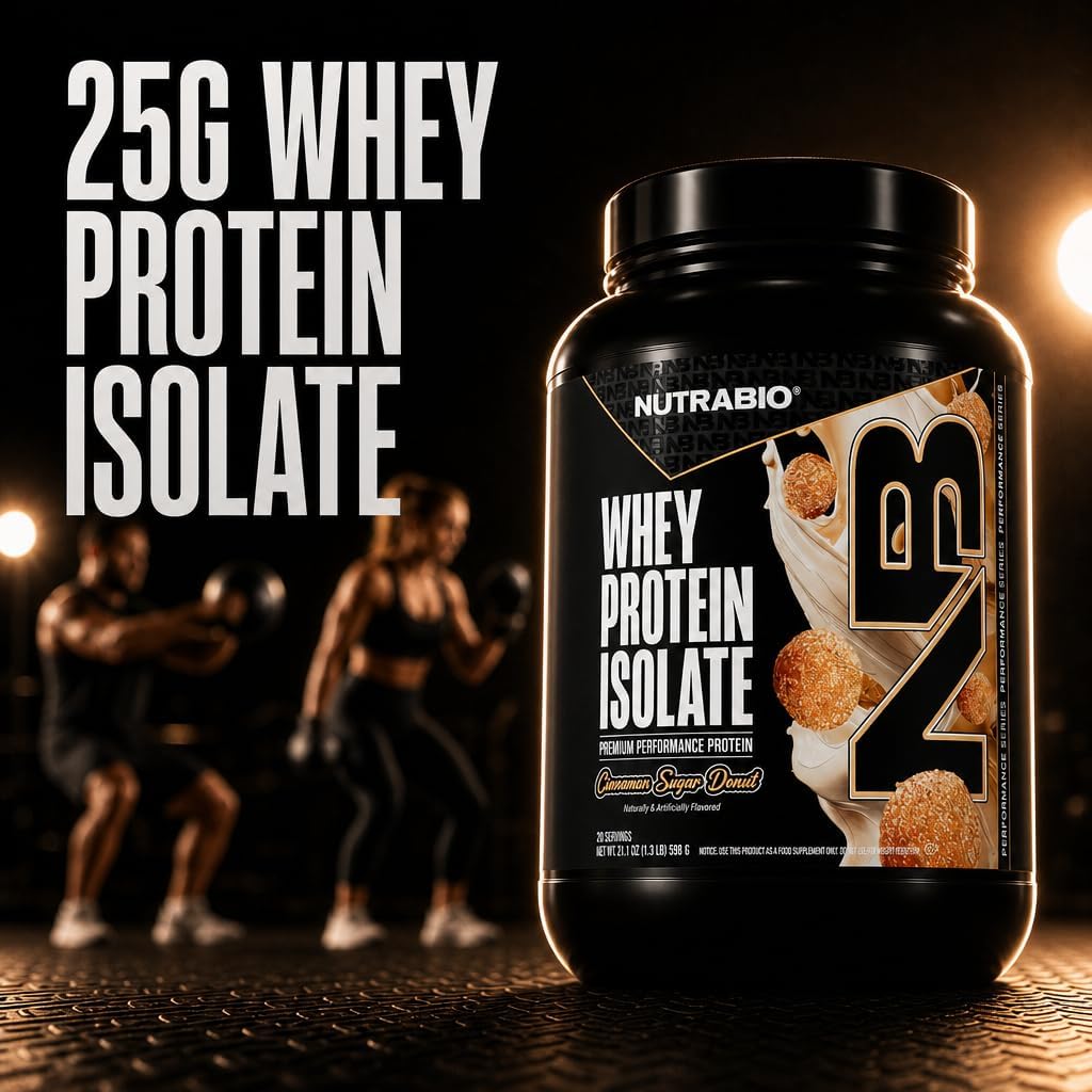 NutraBio 100% Whey Protein Isolate Protein Powder, 25g Protein with Complete Amino Acid Profile, Non-GMO, Soy & Gluten Free, Low Carb, Low Calorie Whey Protein Powder, Raw Unflavored, 20 Servings