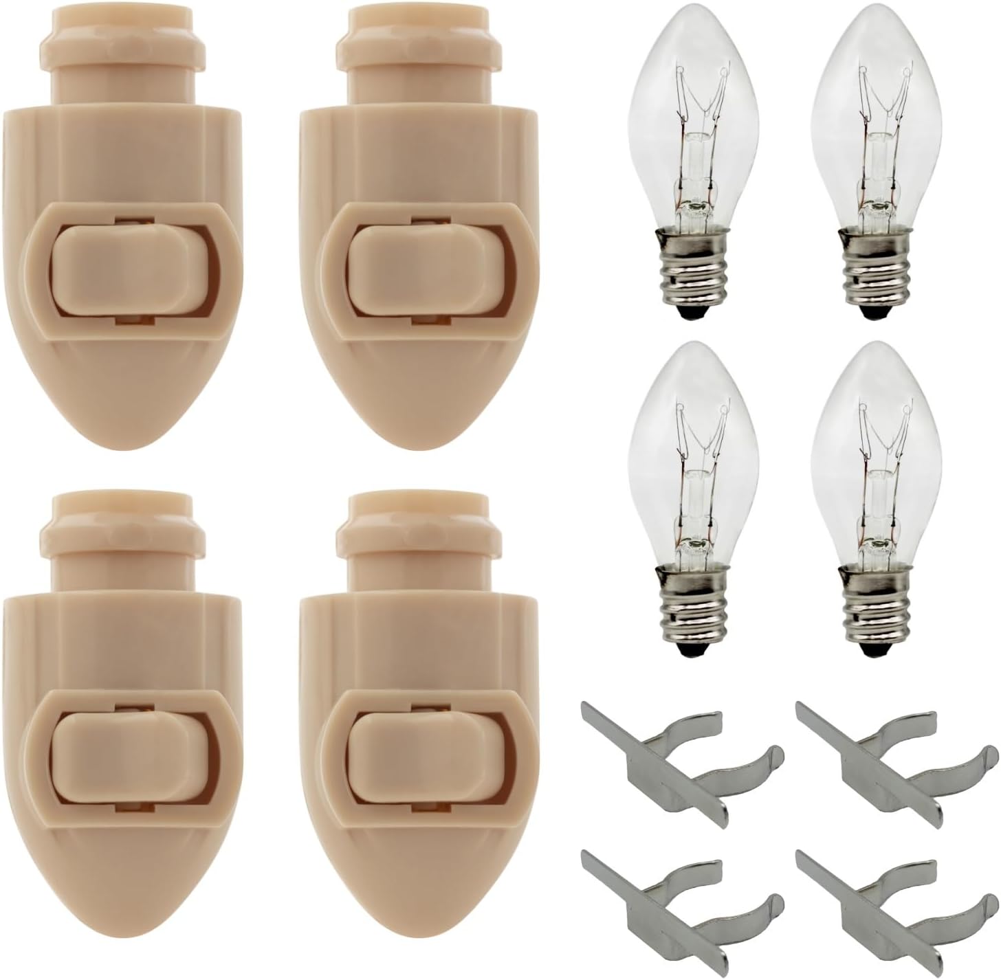 Creative Hobbies Auto On Sensor Plug in Night Light Module Includes 4 Bulbs and 4 Metal Clips, Great for Making Your Own Decorative Night Lights