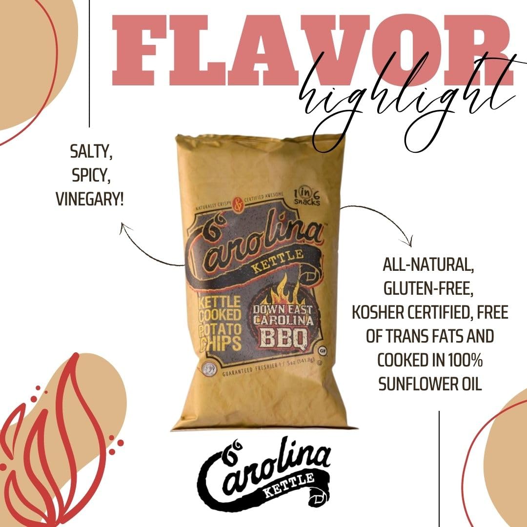 Carolina Kettle Chips | Kettle Cooked Potato Chips | Kosher - Gluten Free Chips Fit For Healthy School Snacks | With Irresistible Crunch and Bold
