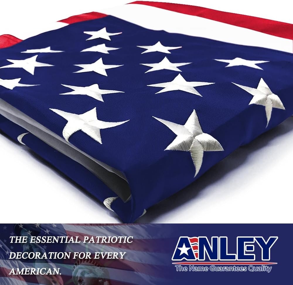 ANLEY EverStrong Series American Flag 6x10 Foot Heavy Duty - Embroidered Stars and Sewn Stripes - 4 Rows of Lock Stitching - US National Banner Flags with Brass Grommets 6 X 10 Ft