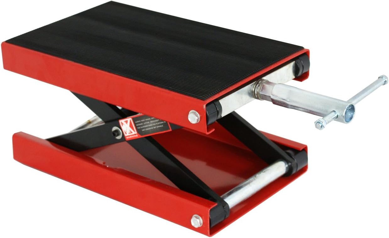 Motorcycle Lift 1100 LB Capacity Wide Deck Motorcycle Center Scissor Lift Jack Hoist Stand for Street Bikes Cruisers Touring Motorcycles Scooter ATVs