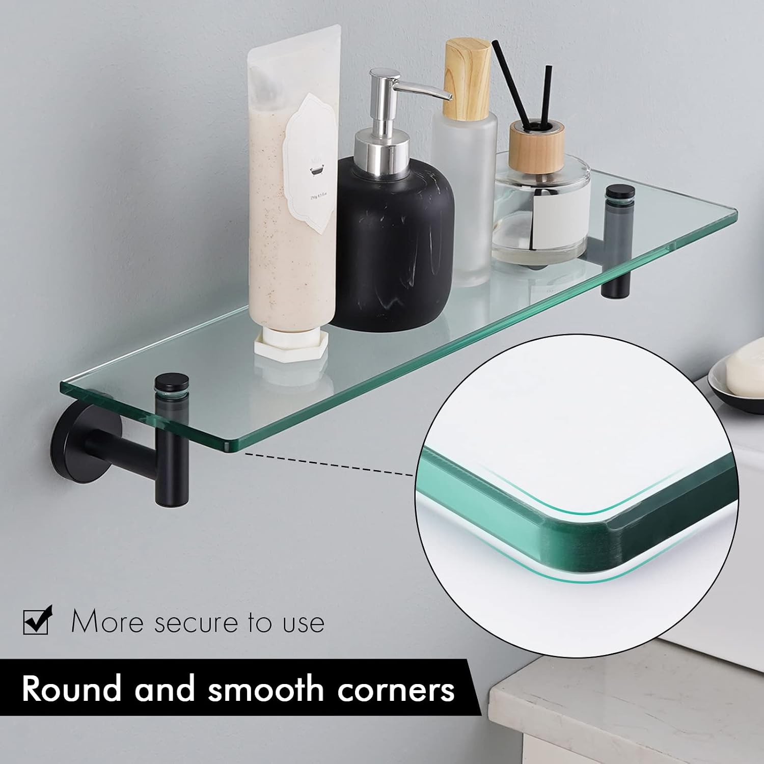 KES Glass Shelf for Bathroom, 20-Inch, 3 Pack, Brushed Finish