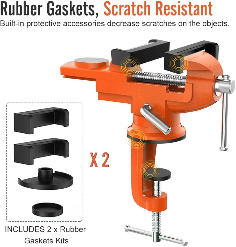 Housolution Universal Table Vise 3 Inch, 360°Swivel Base Bench Clamp