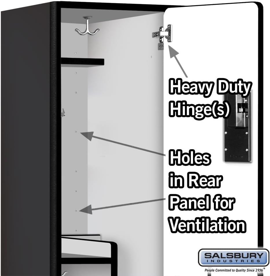 Salsbury Industries 2-Tier S-Style Extra Wide Designer Wood Locker with One Wide Storage Unit, 6-Feet High by 18-Inch Deep, Mahogany