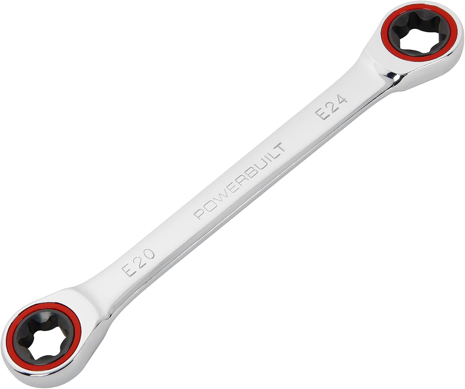 Powerbuilt E10/E12 Ratcheting Double Box-End E-Torx E-Star Wrench, 72-Tooth Ratcheting Wrench with 5-Degree Swing for Tight Spaces - 641760