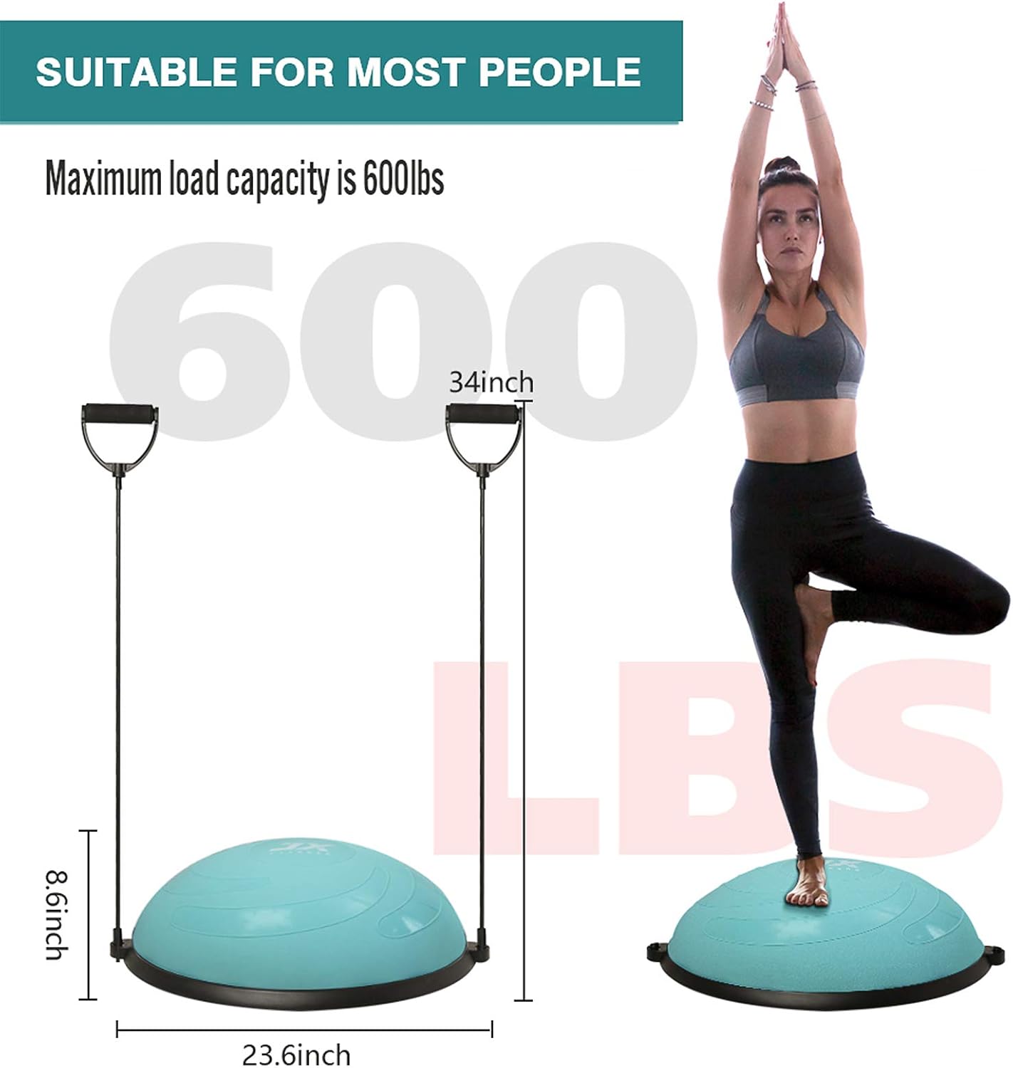 JX FITNESS 58cm Balance Half Ball Trainer