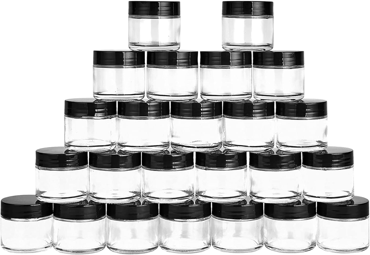 2 oz Glass Jars with Lids, Hoa Kinh 24 Pack Clear Small Cosmetic Glass Jars