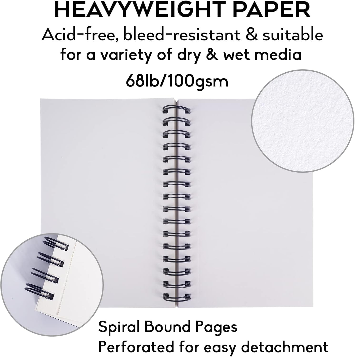 conda 8.5"x11" Sketch Book, 80 Sheets (68 lb/100gsm), Spiral Bound Artist Sketch Pad, Durable Acid Free Drawing Paper for Drawing Painting