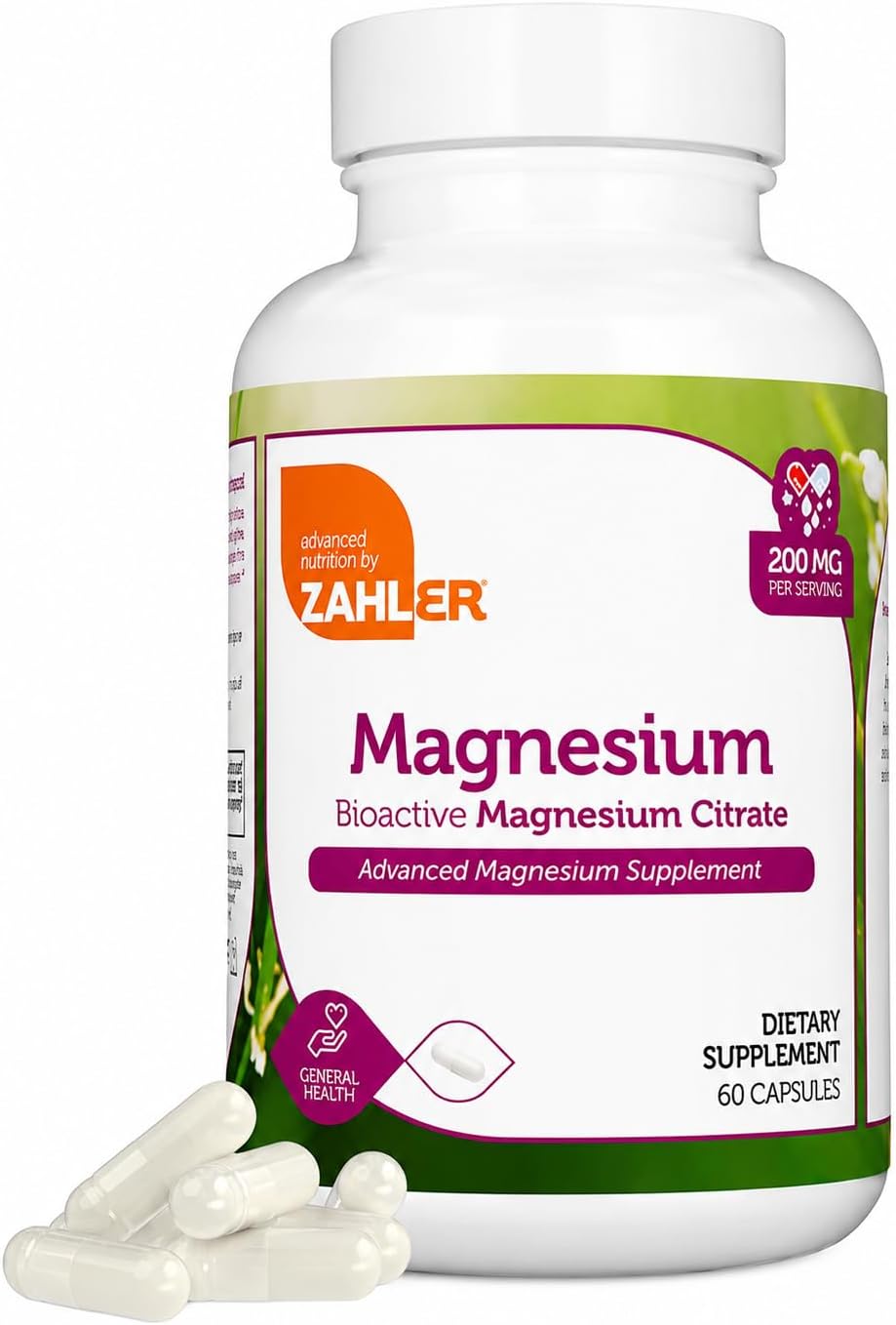 Zahler - Magnesium Supplement Capsules 200 mg (120 Count) Certified Kosher Bioactive Magnesium Citrate for Max Absorption - Natural Magnesium Mineral for Men & Women - Best Magnesium Supplements