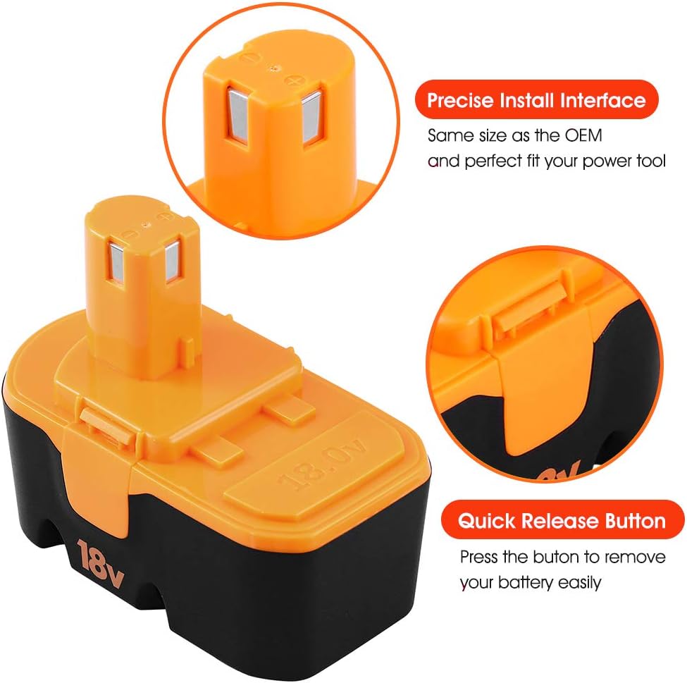 Munikind 3600mAH Ni-Mh P100 Replacement for Ryobi 18V Battery P101 ABP1801 | ABP1803 BPP1820 Compatible with Ryobi Battery 18 Volt Tools 130224028