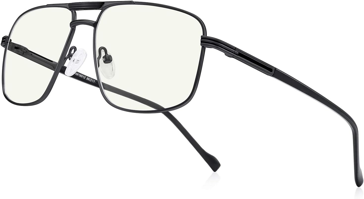 Reading Glasses for Men Square Double Bridge Blue Light Blocking Computer Readers