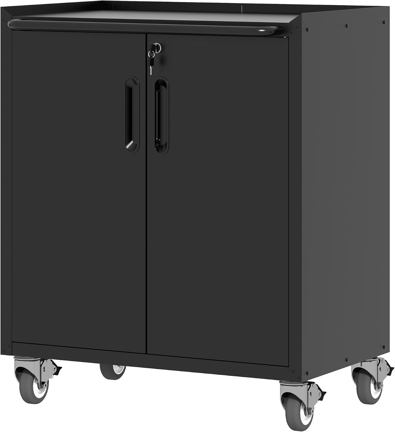 Metal Storage Cabinet for Garage, Tool Cabinet, Utility Cabinet | Wheeled, Rolling Tool Cabinet, 6 Drawers, Top Countertop, Pegboard, Assembly Required, Black