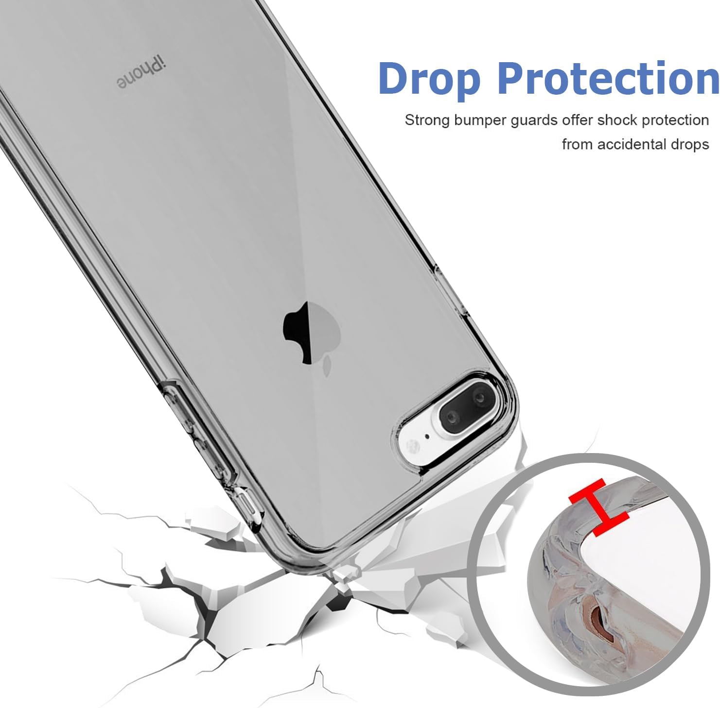TENOC Phone Case Compatible with iPhone SE (2nd 2020 and 3rd 2022 Generation) & iPhone 7 & iPhone 8, Clear Case Shockproof Protective Bumper Slim Cover for 4.7 Inch