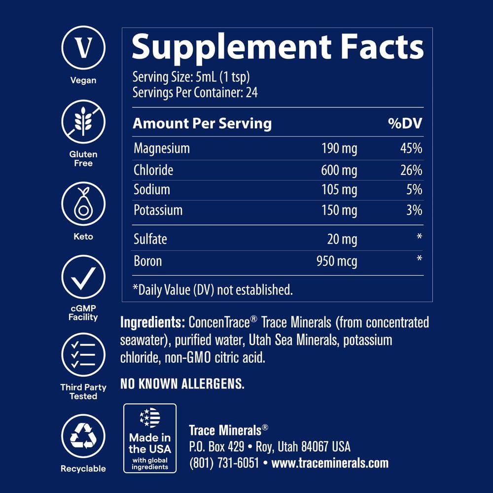Trace Minerals Keto Electrolyte Drops with Magnesium, 4 fl oz, 24 Servings | Supports 300+ biochemical reactions, Chloride, sodium & potassium blend