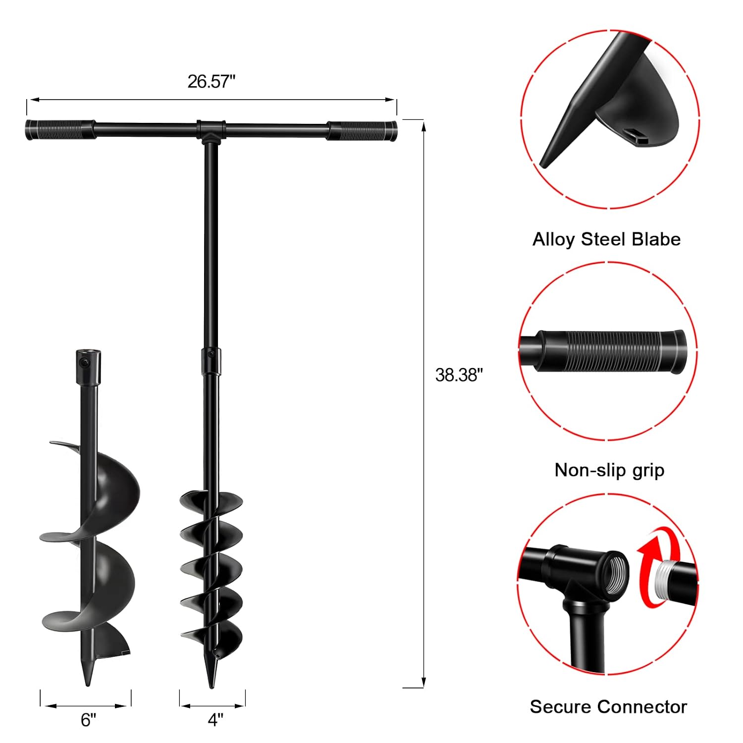 LONGRUN Auger Drill Bit for Planting-1.7"x15" Planting Auger, Garden Spiral Hole Drill Bulb Planter Tool for Planting, Bedding Plants, Flowers