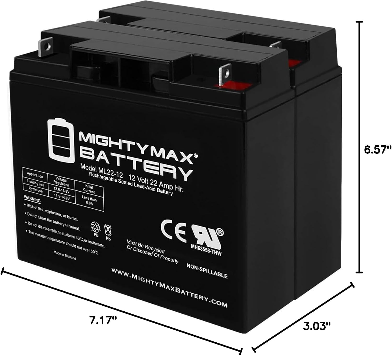 Mighty Max Battery 12V 22AH Replaces Pride GoGo Elite Traveler Plus MKB ES17 12-2 Pack